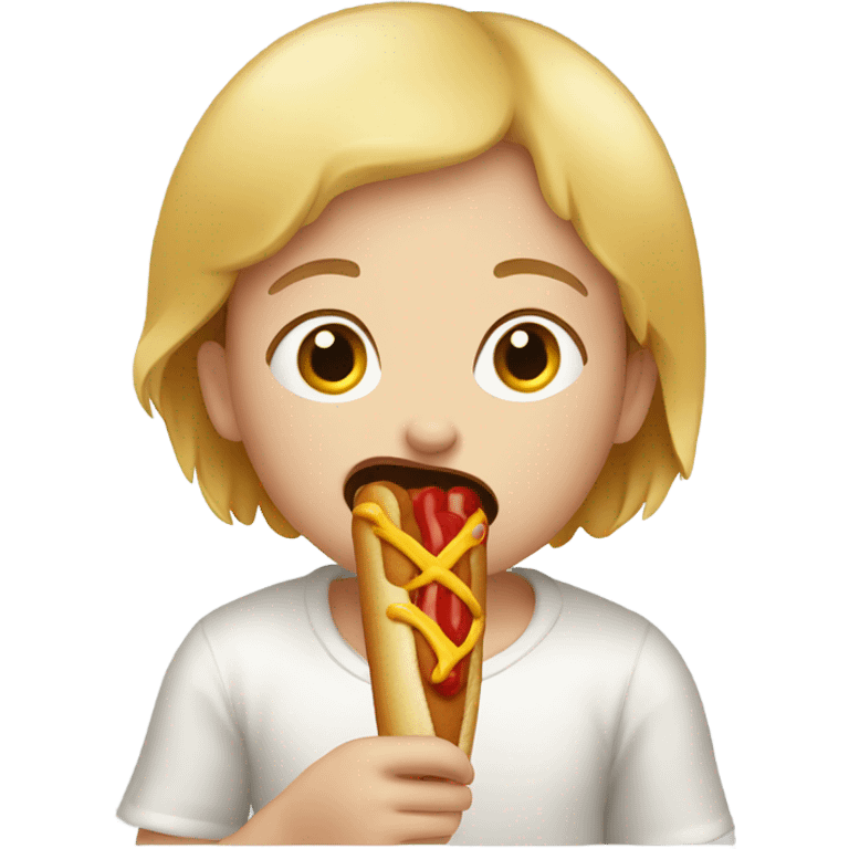 Autistic kid eating a hotdog emoji