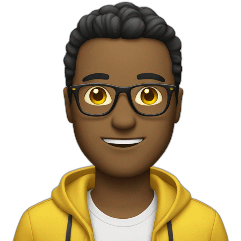 Guy with yellow tinted glasses and combed black hair  emoji