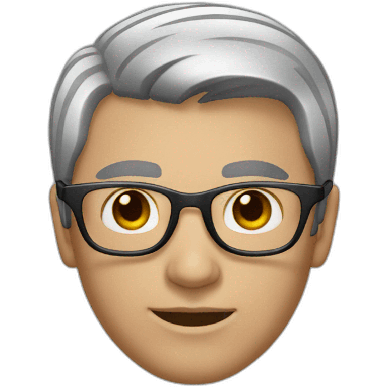 a man with short dark hair, widows peak, round glasses with thin silver metal frames, medium skin emoji