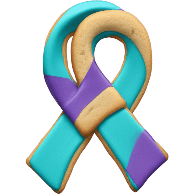 Purple teal Suicide awareness ribbon, heart cookie emoji