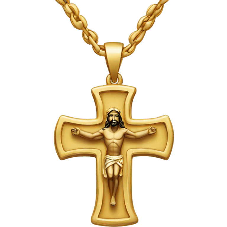 Gold chain with Jesus piece  emoji