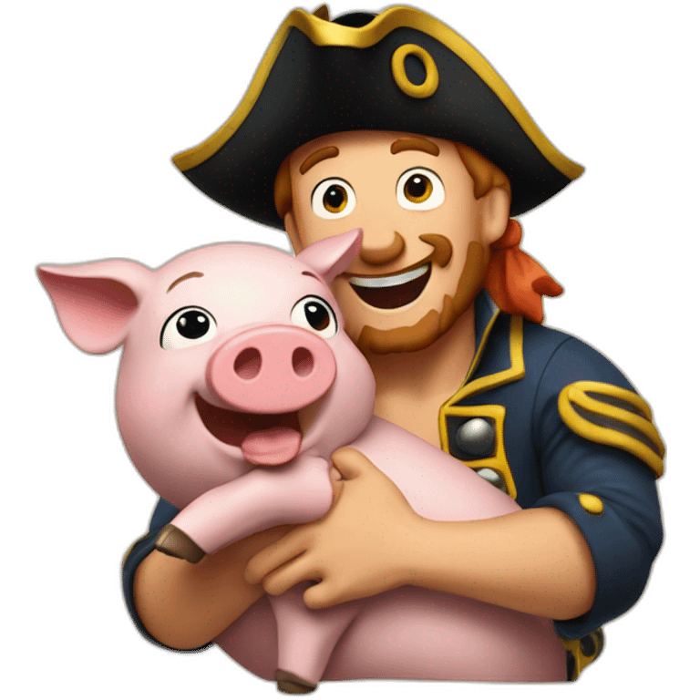 Piratey Fred tickling a pig emoji