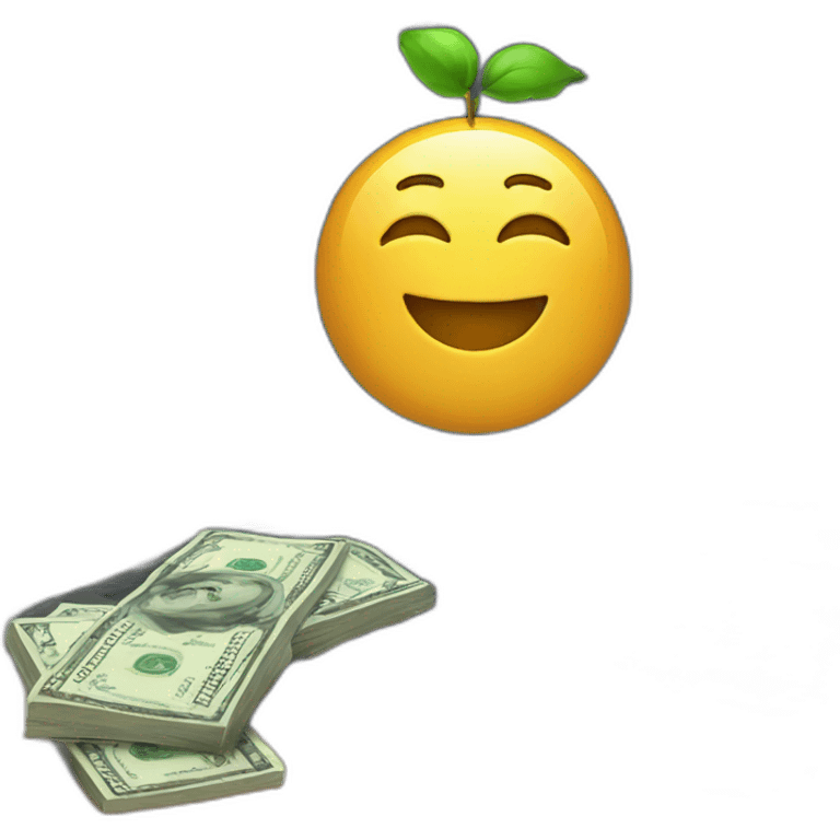 Trading chart on computer with money around it emoji