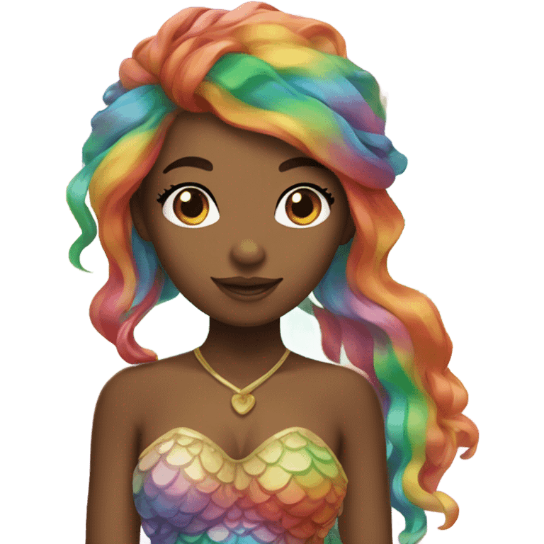 rainbow hair mermaid with brown skin  emoji