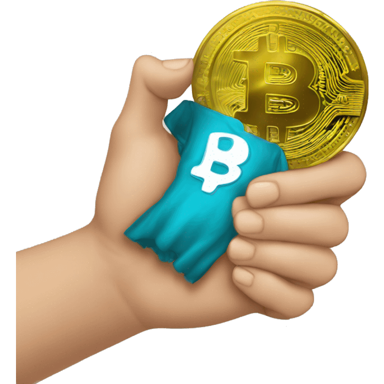 bitcoin inside of hand hear emoji