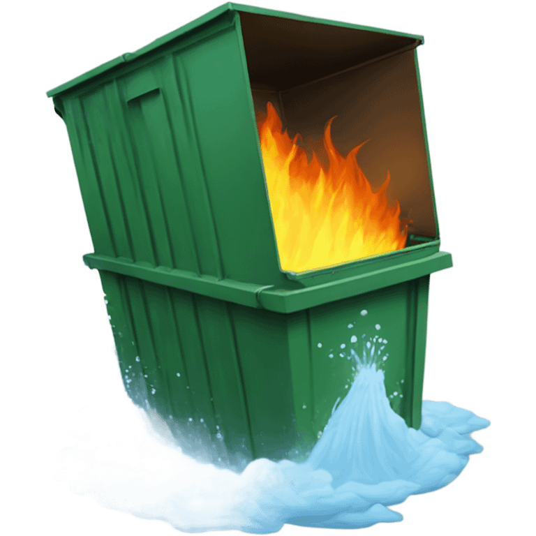 dumpster fire being washed away in a flood emoji