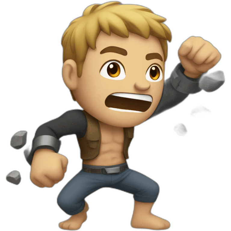 guy fighting rocks emoji