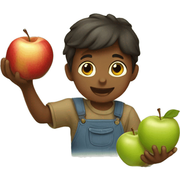 boy picking apples emoji