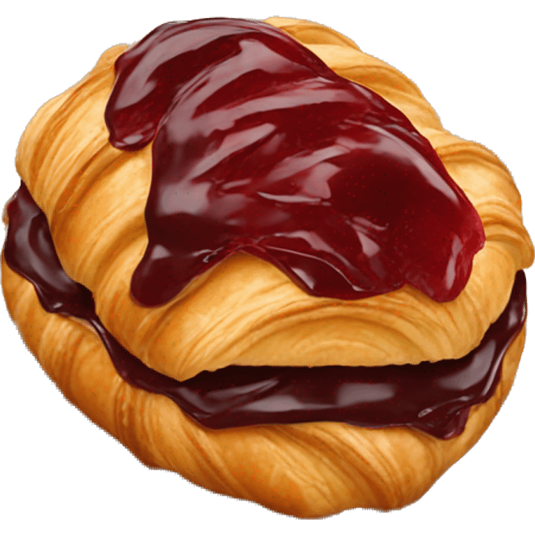 Chocolate croissant with red jam emoji