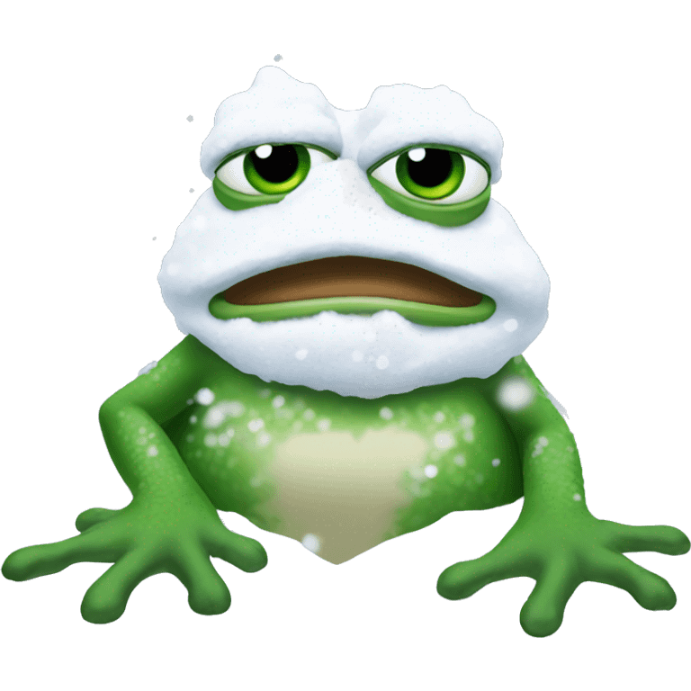 pepe the frog covered in snow emoji