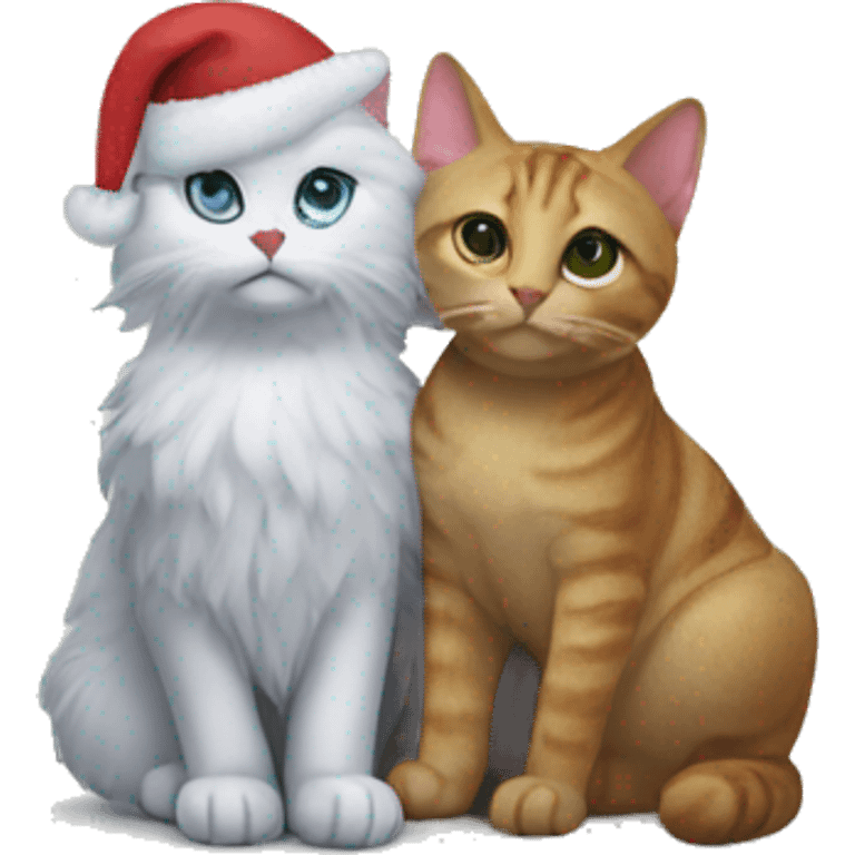 A Christmas tree ornament with a capabara and a cat with an angel  emoji