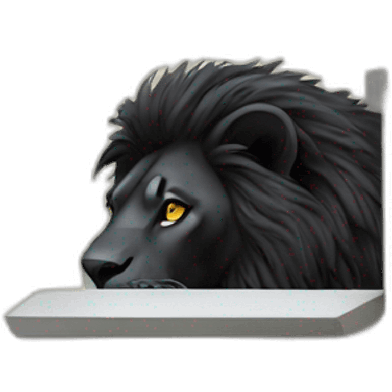 Black lion lurking from a corner emoji