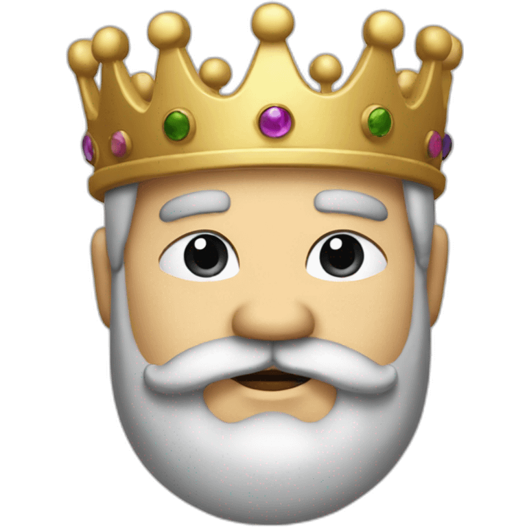 create a emoji of an old chubby man with black hair and black mustache and beard wearing a crown like a king emoji