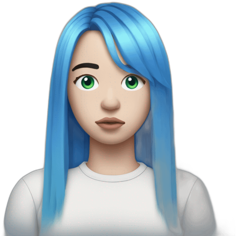 Billie eilish 2017 cheveux bleu emoji