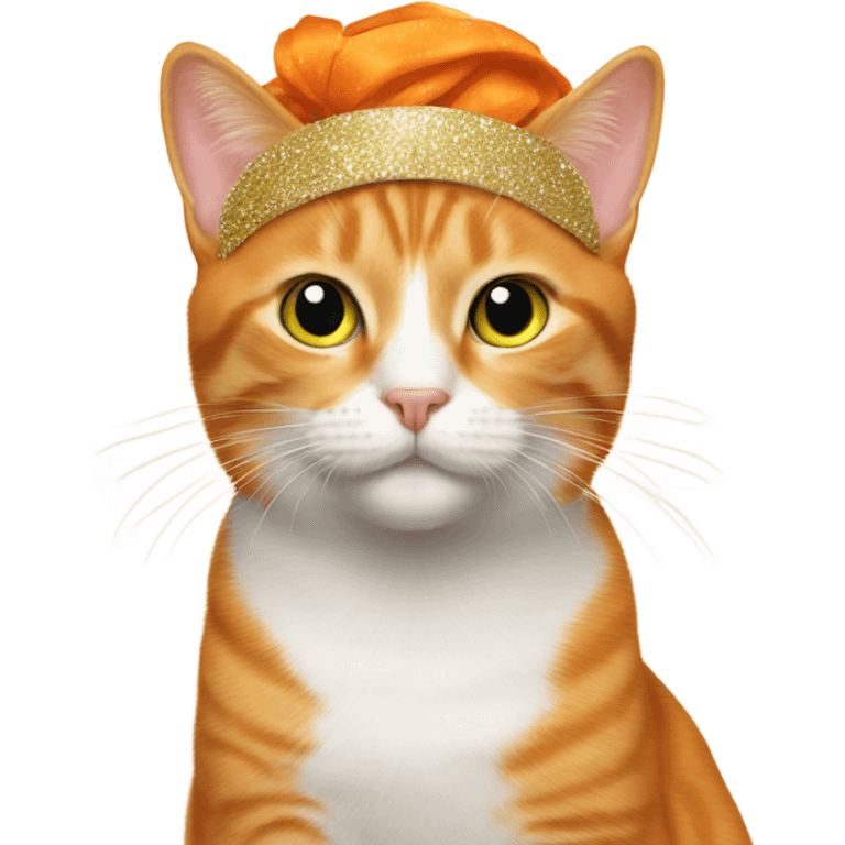 Orange cat wearing a new years headband  emoji