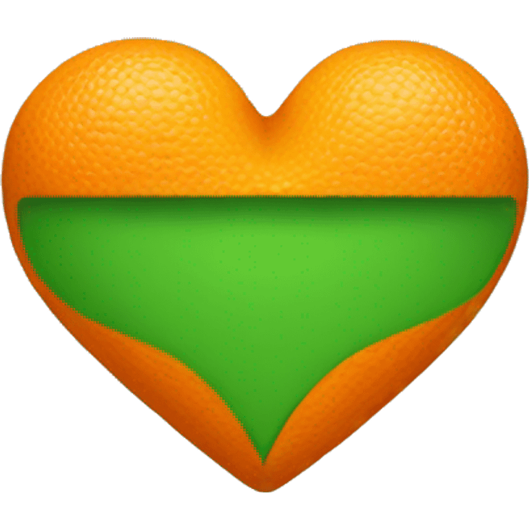 Half orange color and green small heart emoji