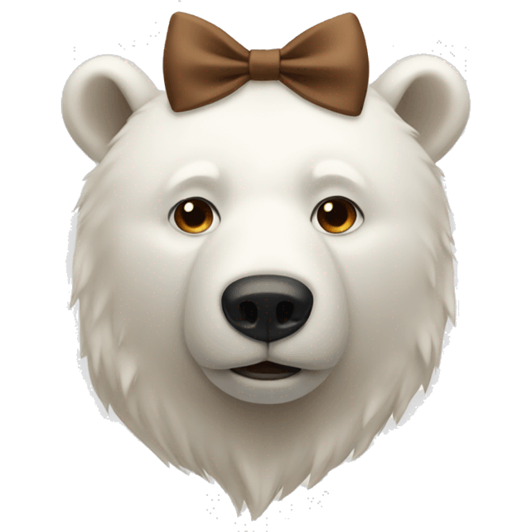 White bear with brown bow on head emoji