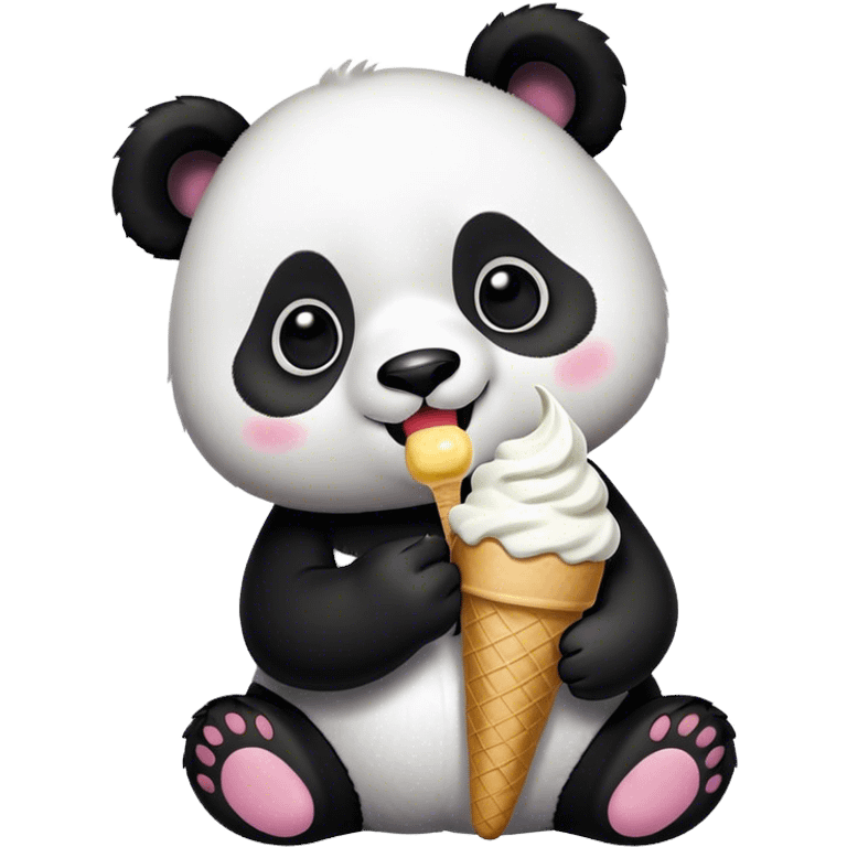 Panda eating ice cream emoji