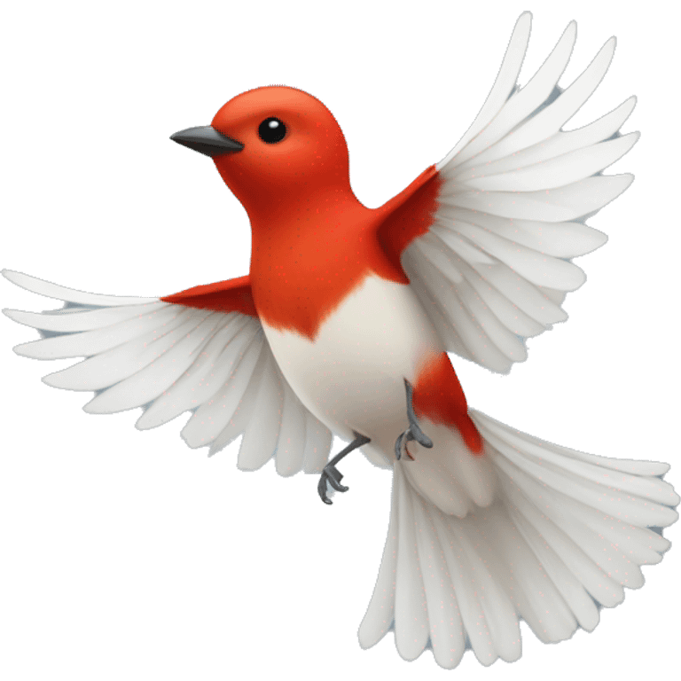 red male flycatcher bird flying with white accent feathers emoji