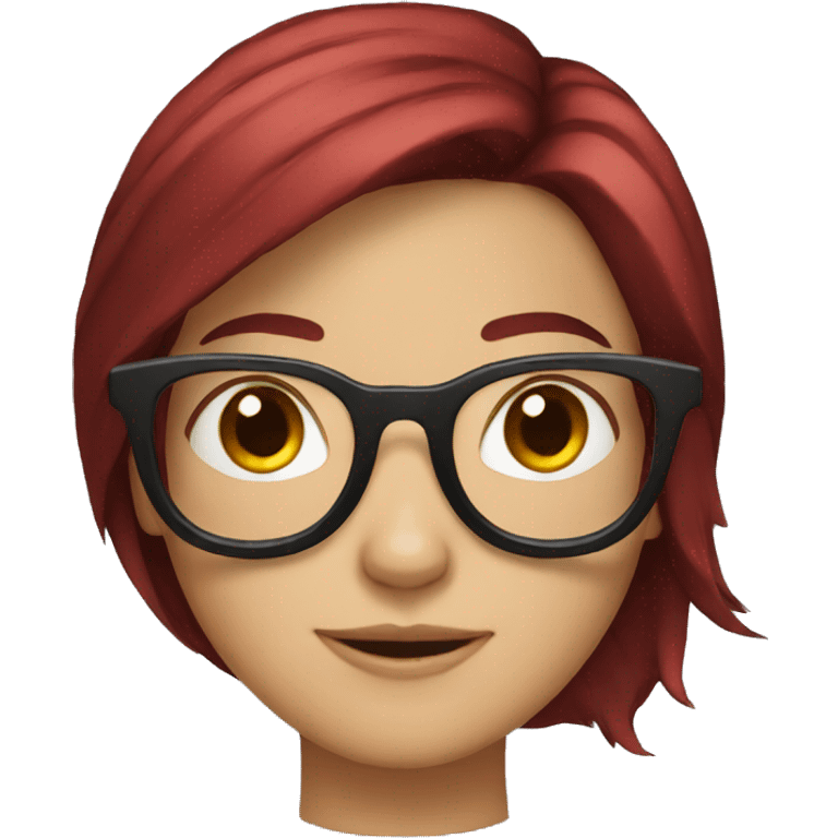 Girl with dark red hair and glasses emoji