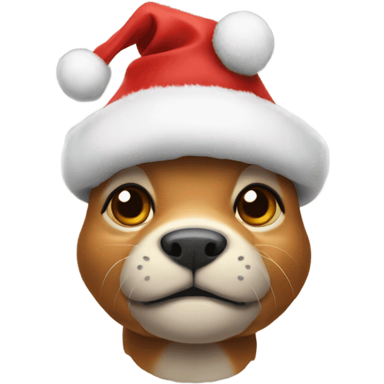 Small Rex with Christmas hat emoji