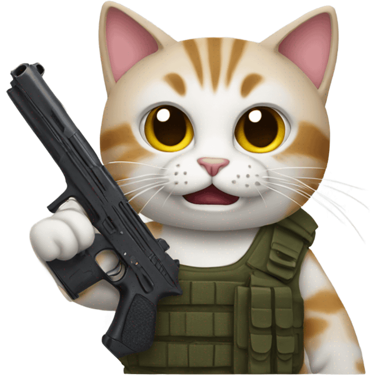 Cat holding a gun emoji