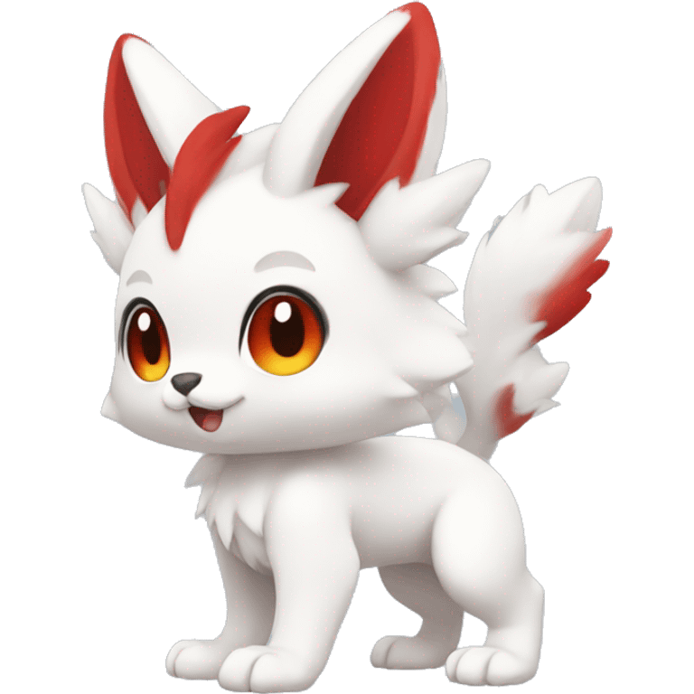 Cute cool white red animal hybrid Fakemon full body emoji