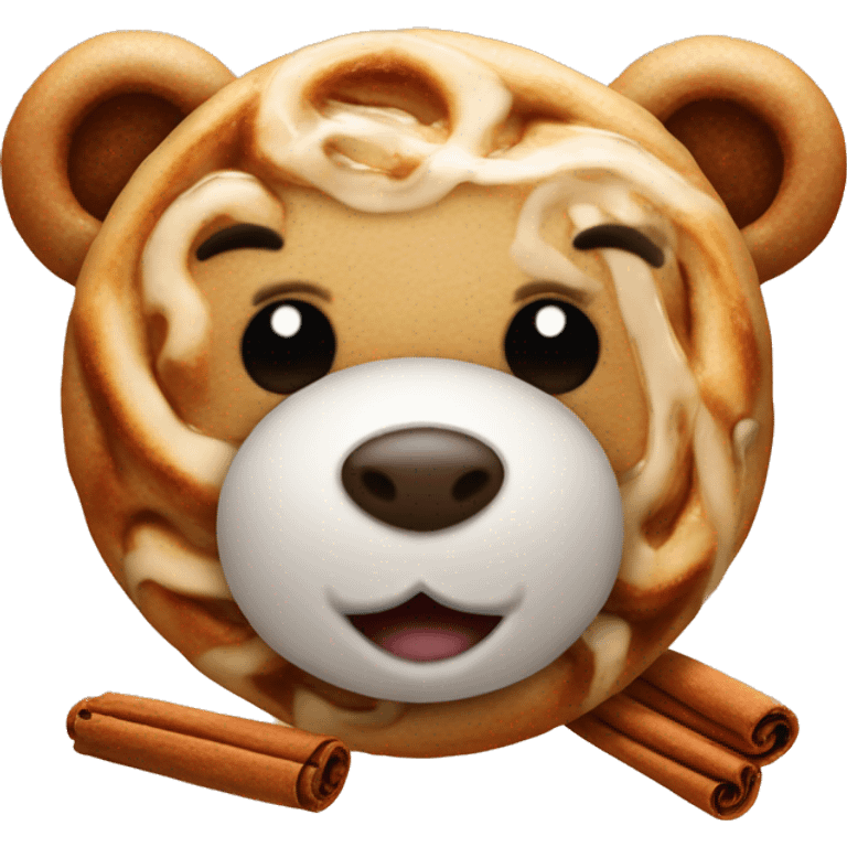 Teddy bear with cinnamon roll emoji