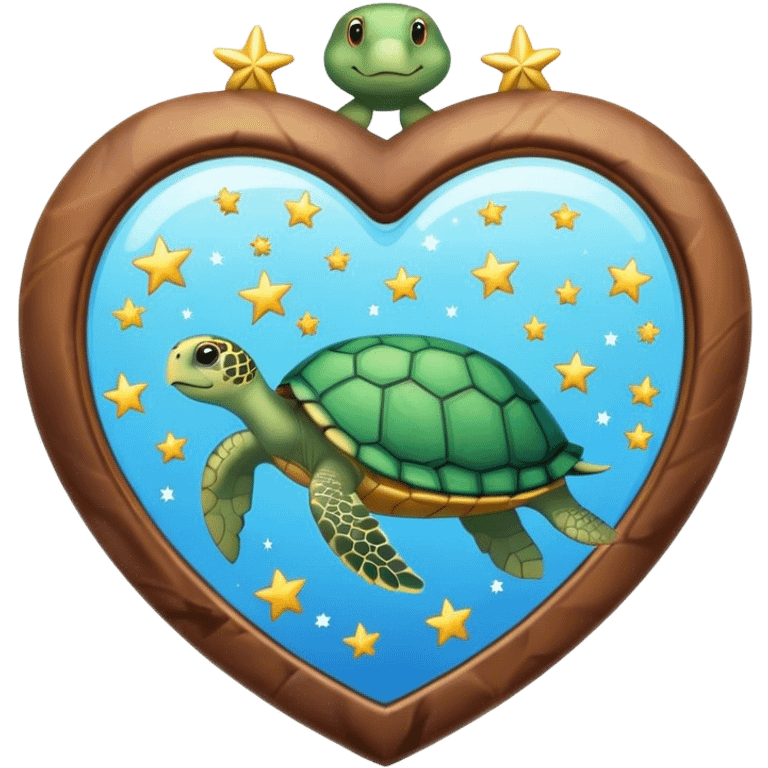 Heart shaped Mirror with turtle and stars emoji