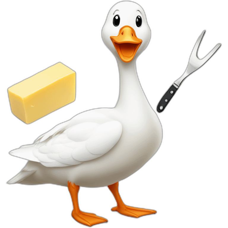 white goose with butter knife emoji