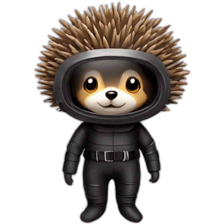 hedgehog in black rubber shiny diving suit emoji