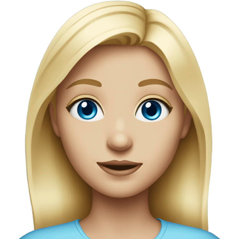 blonde girl close-up portrait with blue eyes emoji