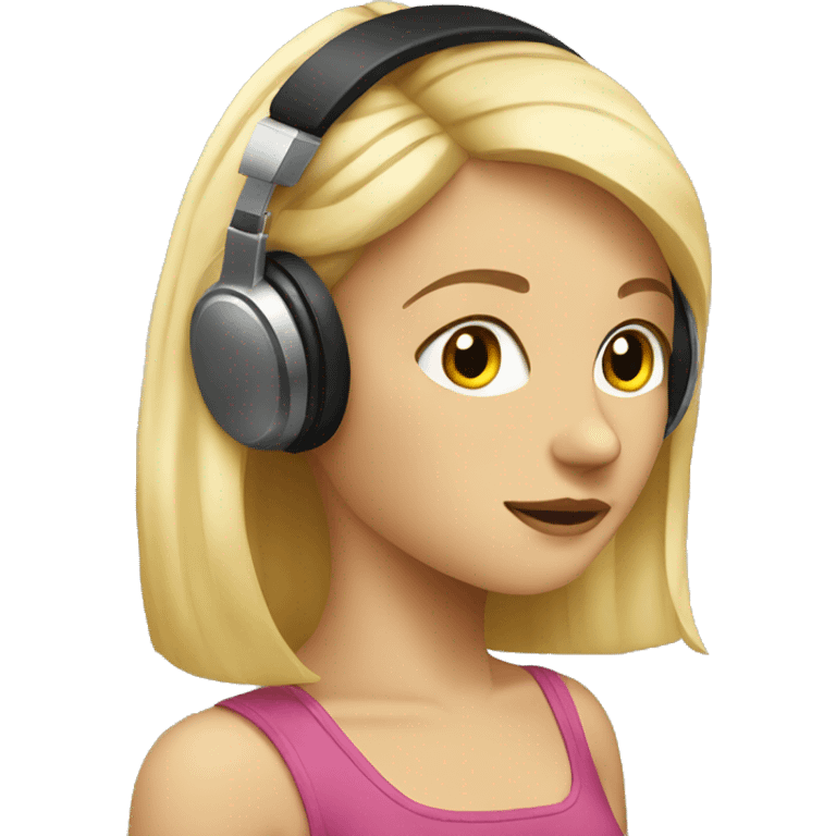 Blonde girl listening to music with earphones emoji