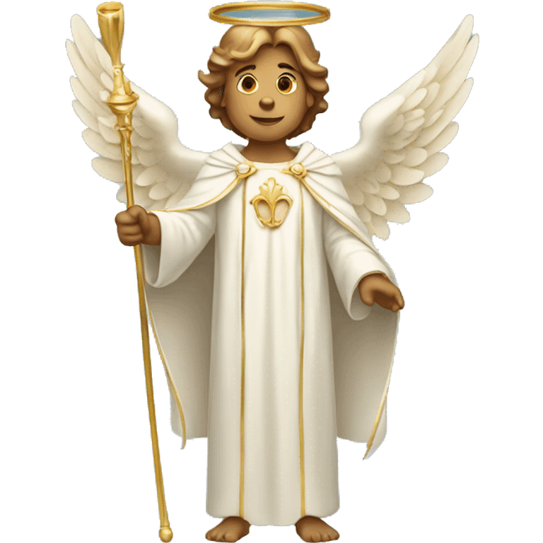 angel in robes holding a crown and a rod emoji