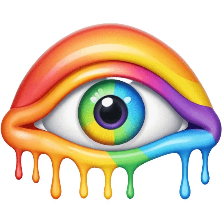 melted surreal cartoon rainbow eye emoji