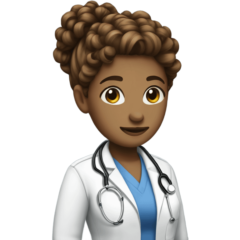 brown Curly pony tailed nurse emoji