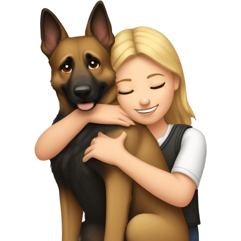 Girl hugging german sheperd emoji