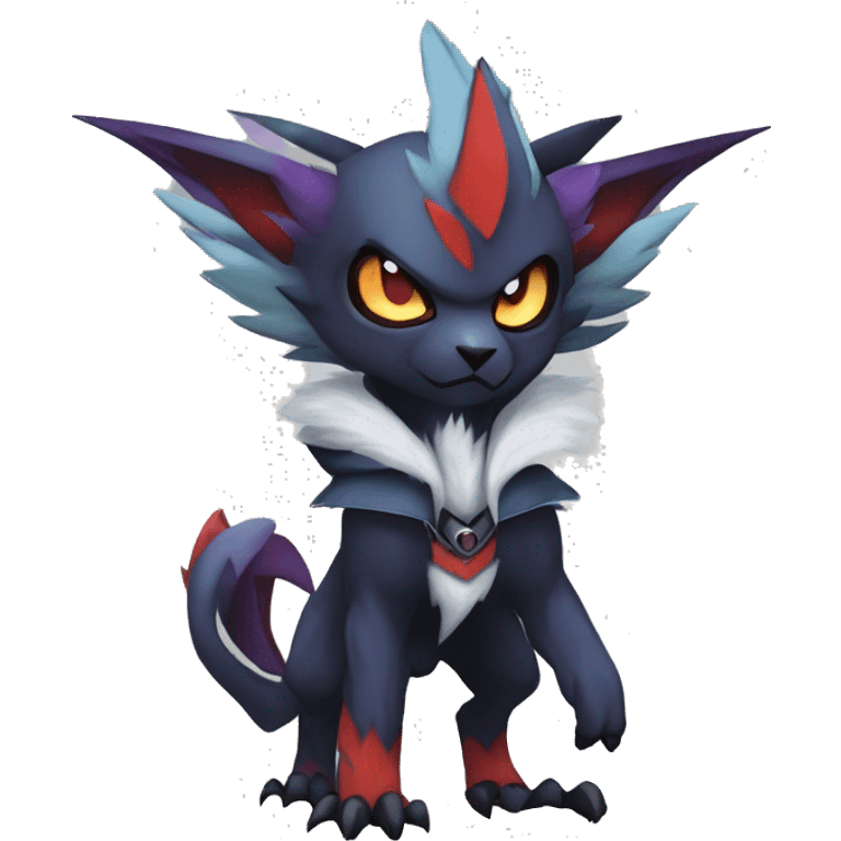 Cool Dark Edgy Absol-Noivern-Quilava-Litten-Pokémon with edgy stripes hoodie spiked collar punk Full Body emoji