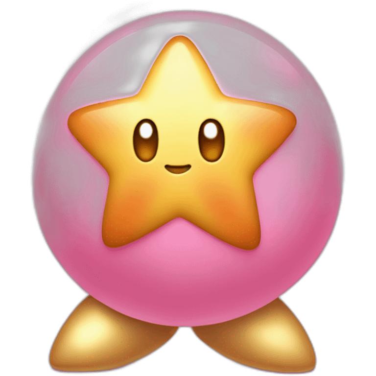 clean cute happy Kirby with a golden star emote emoji