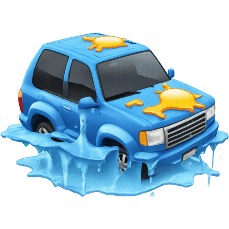 Blue suv melting like an ice block in the sun emoji