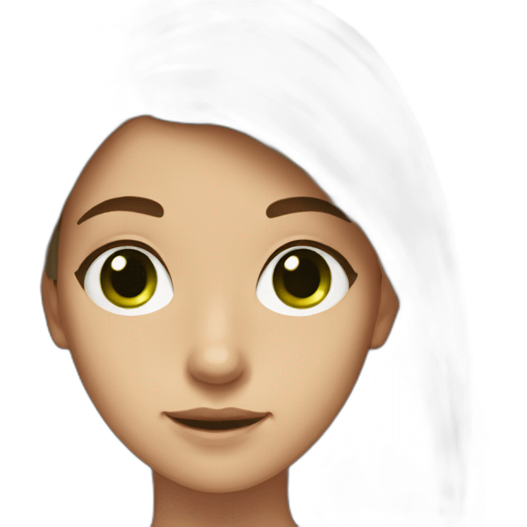 Teenager Girl hair brown and white green eyes  emoji