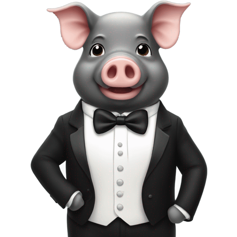 Pig wearing a tuxedo emoji