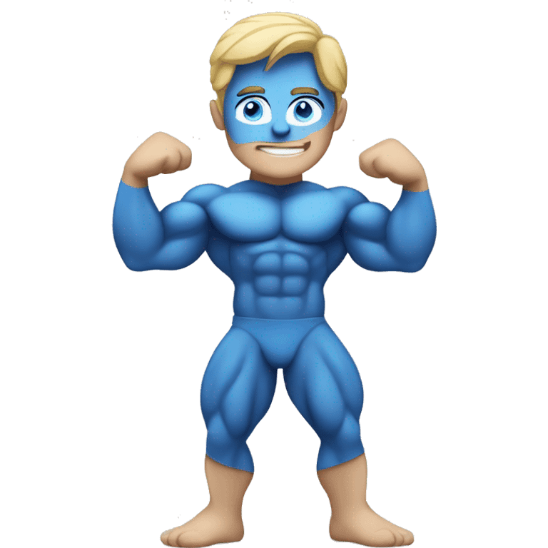 White man with blue eyes and lean body building muscles emoji