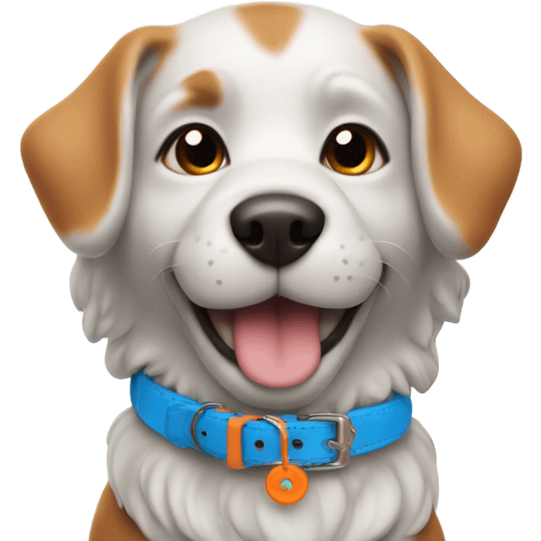 cute dog with simple blue collar with orange pendant from another perspective emoji