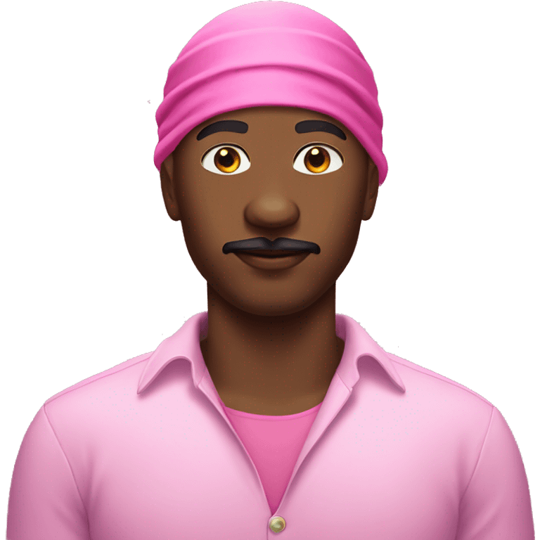 Black man with mustache and pink durag  emoji