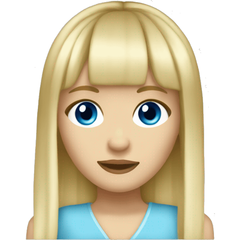 Hannah Montana with blue eyes and blond hair with bangs  emoji