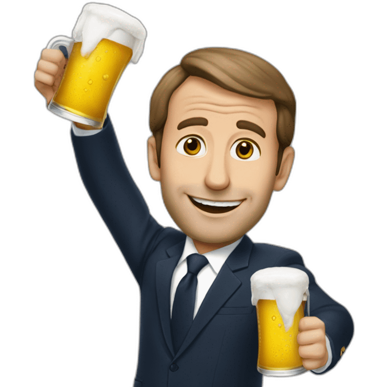 Macron buvant une bière emoji