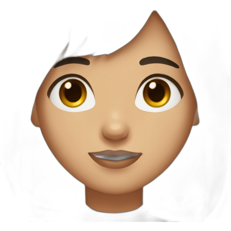 girl with bangs dark brown hair in a pony tail and black shirt emoji