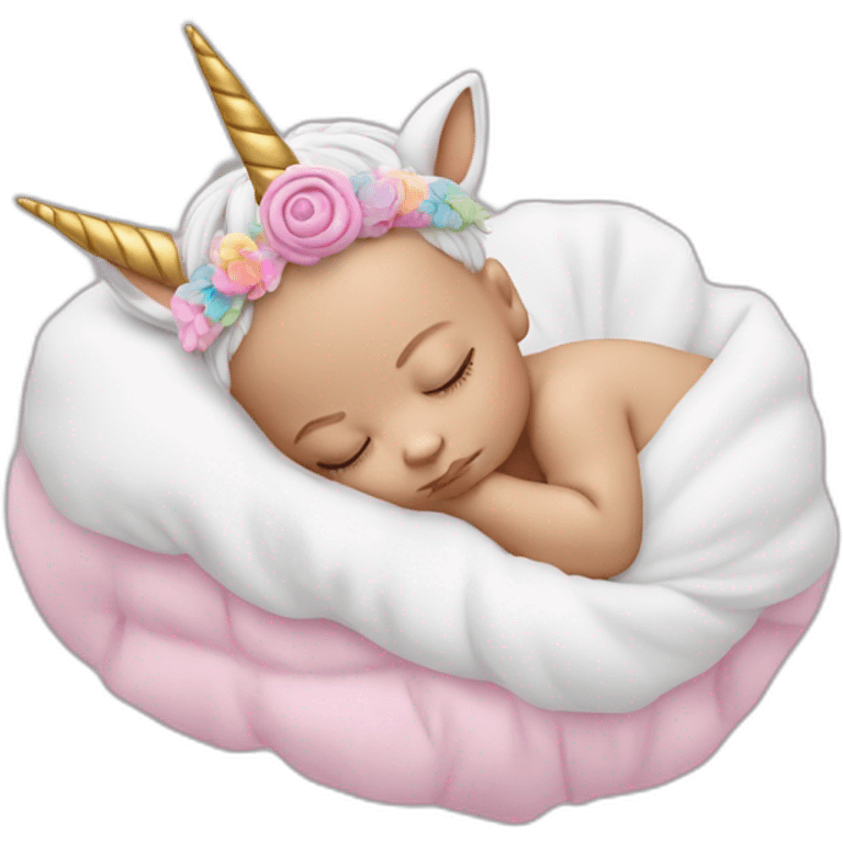 Sleeping white Newborn with unicorn headband emoji