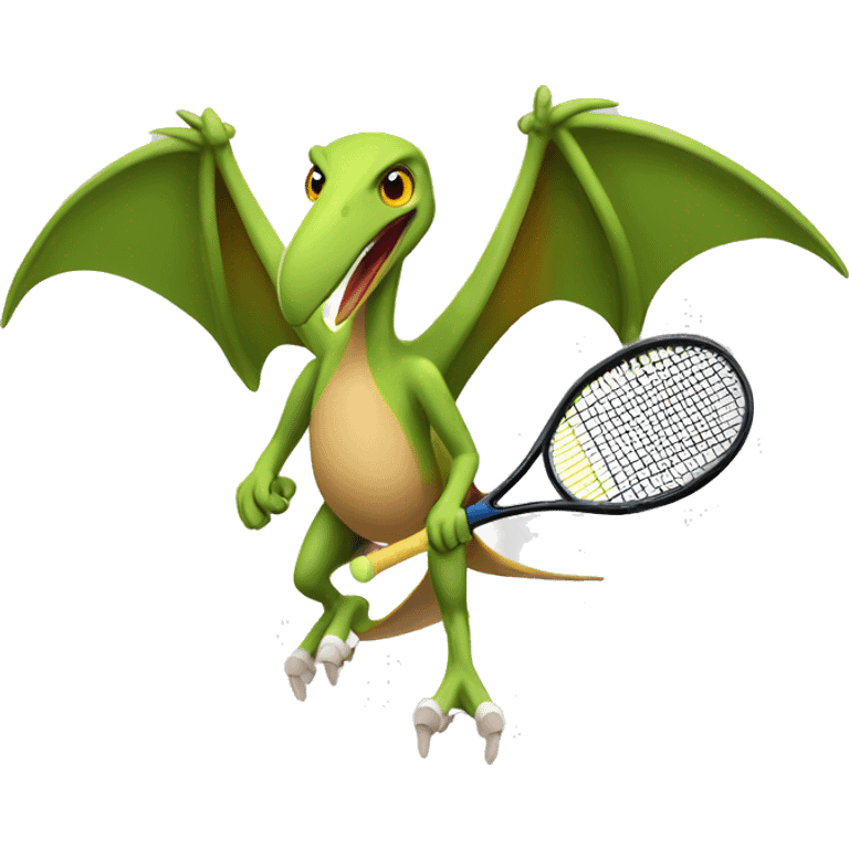 pterodactyl playing tennis, emphasize the wings emoji